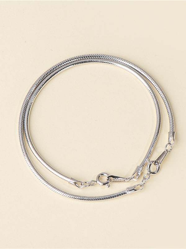 925 Sterling Silver Irregular Minimalist Snake bone chain Link Bracelet