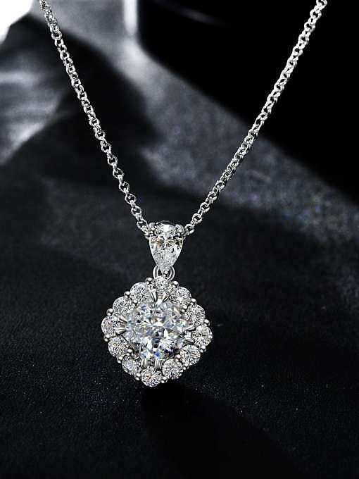 Colar de luxo geométrico de prata esterlina 925 alto carbono diamante laranja