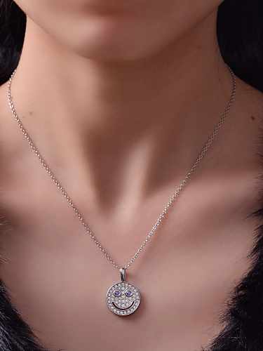 925 Sterling Silver High Carbon Diamond Round Trend Necklace