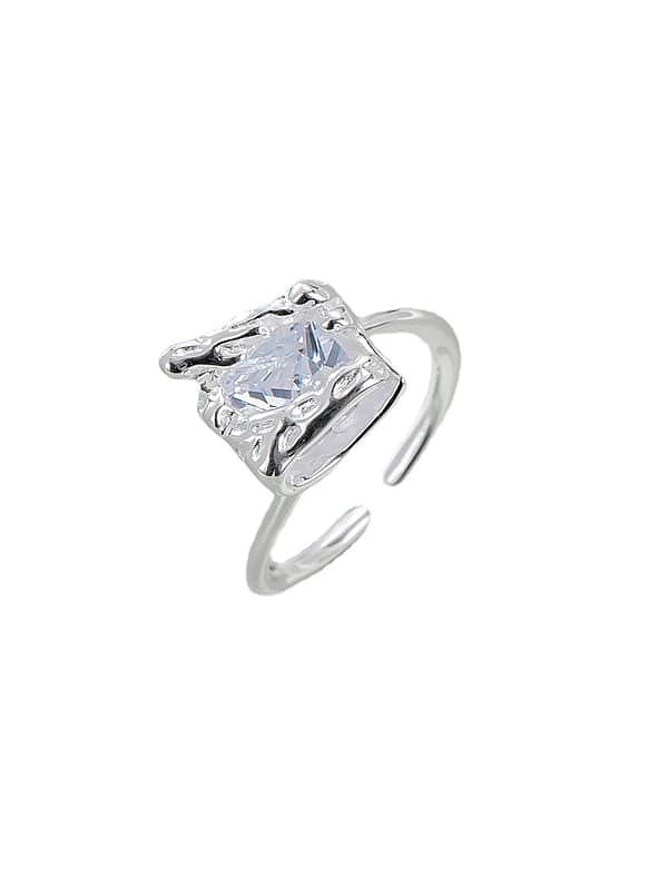 925 Sterling Silver Cubic Zirconia Square Vintage Band Ring