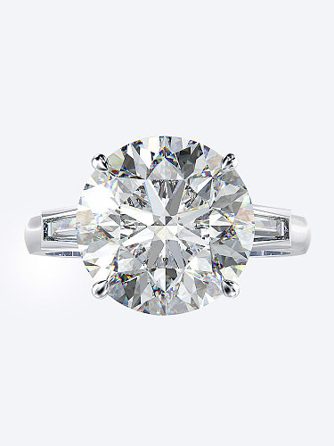 Anillo solitario geométrico delicado de diamante de alto carbono de plata de ley 925