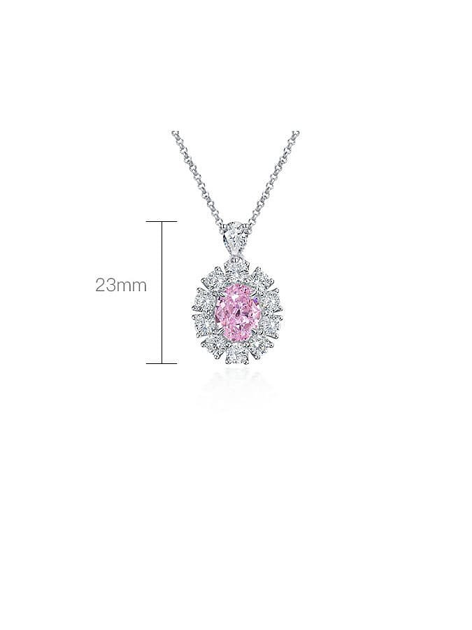 Collar de lujo geométrico rosa con diamante de alto carbono de plata de ley 925