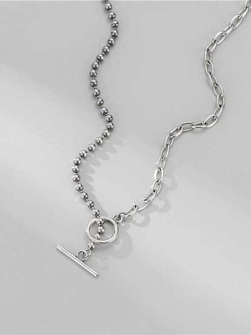 925 Sterling Silber geometrische Vintage asymmetrische Perlen geometrische Kette Halskette
