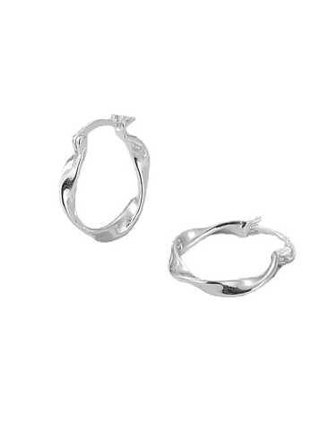 925 Sterling Silver Twist Irregular Minimalist Huggie Earring