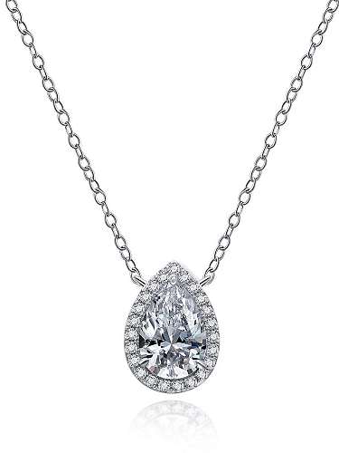 925 Sterling Silver High Carbon Diamond Water Drop Dainty Necklace