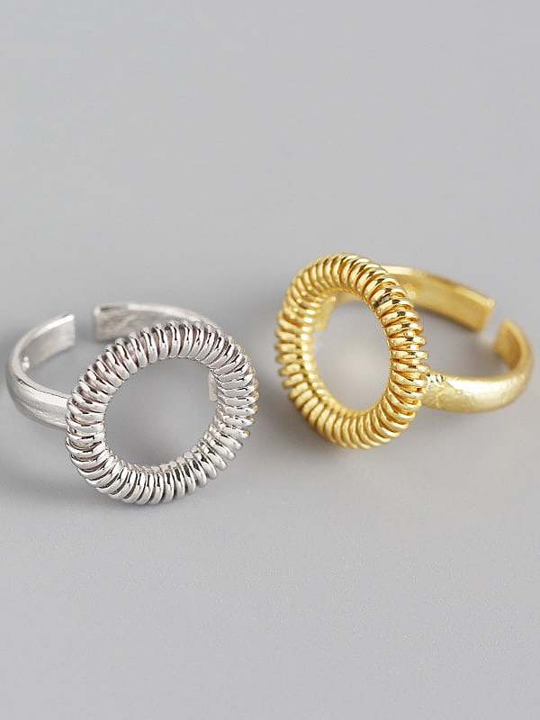 Geometrischer minimalistischer leerer Ring aus 925er Sterlingsilber