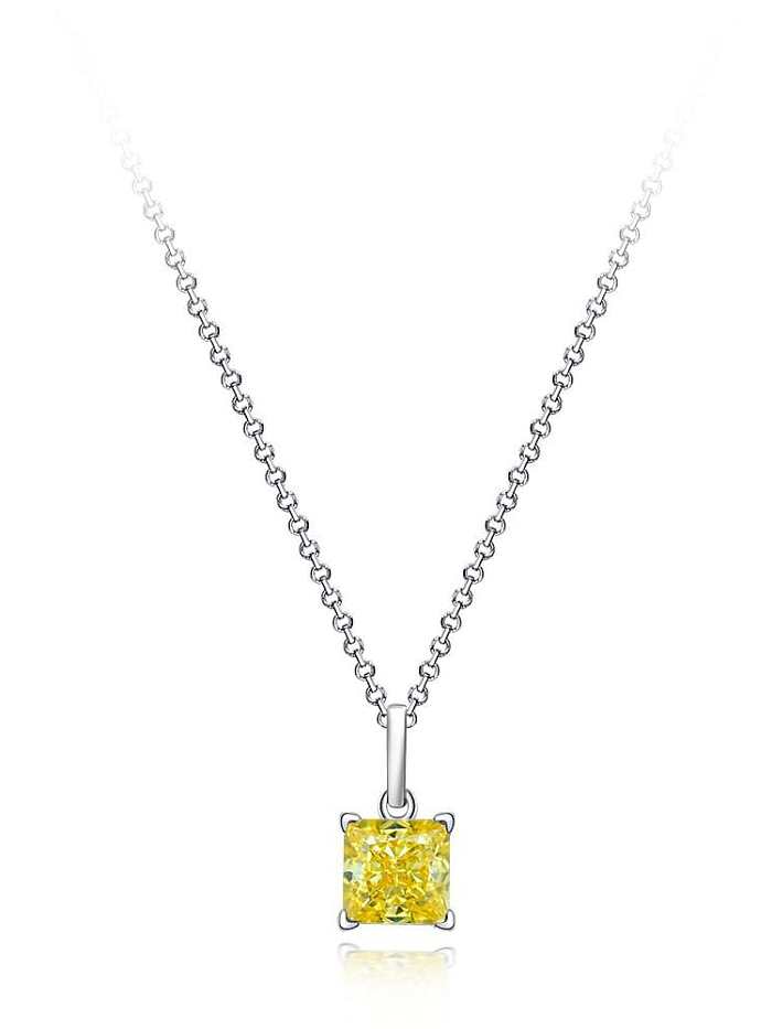 Collier minimaliste géométrique en argent sterling 925 avec diamants à haute teneur en carbone