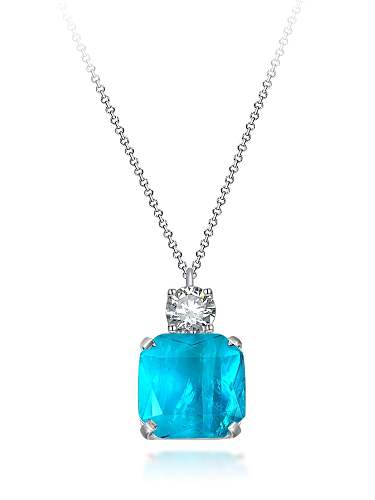 Geometrische Luxus-Halskette mit Diamanten aus 925er Sterlingsilber mit hohem Kohlenstoffgehalt