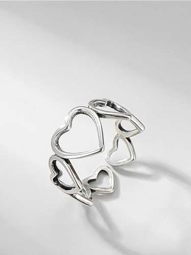 خاتم من الفضة الإسترليني عيار 925 بتصميم قلب مجوف