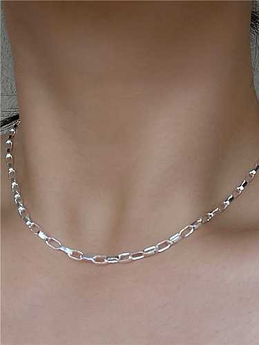 925 Sterling Silver Geometric Minimalist Hollow Chain Necklace