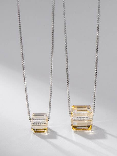 Collier minimaliste géométrique en cristal d'argent sterling 925