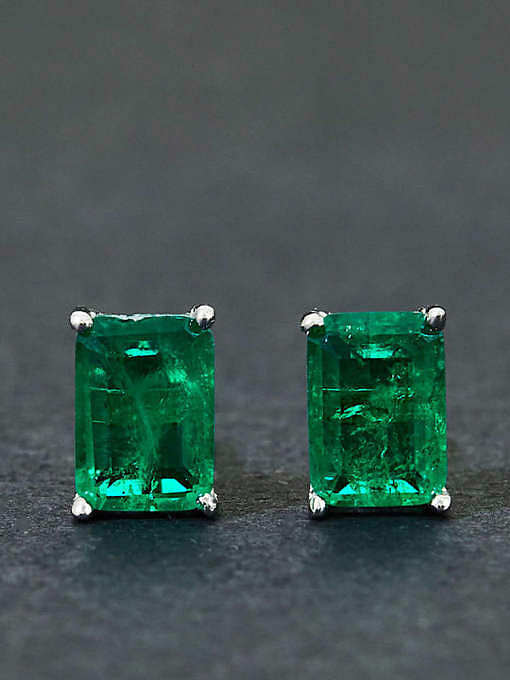 925 الفضة الاسترليني الماس عالية الكربون الأخضر هندسية خمر قرط الاذن المرصع