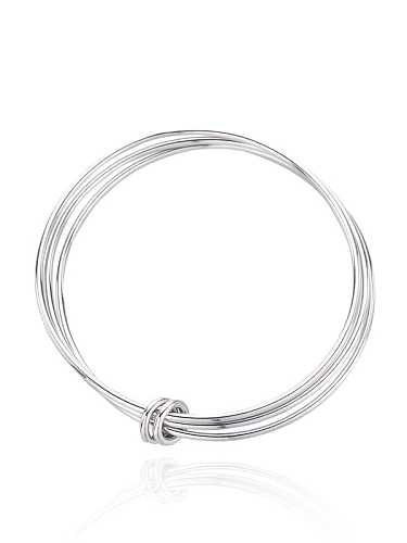 Brazalete minimalista geométrico suave de plata de ley 925