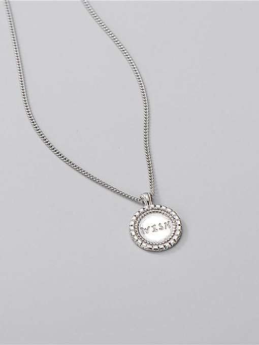 925 Sterling Silver Letter Minimalist Round Pendant Necklace