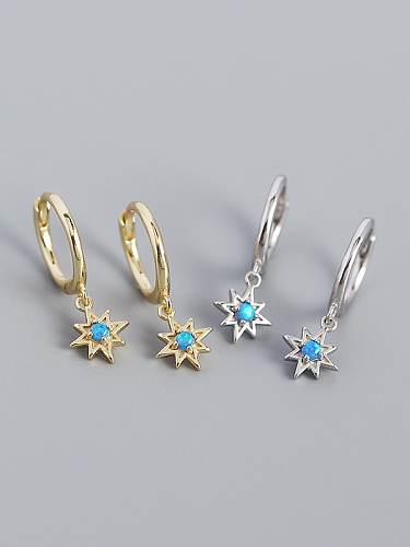 925 Sterling Silver Turquoise Star Vintage Huggie Earring