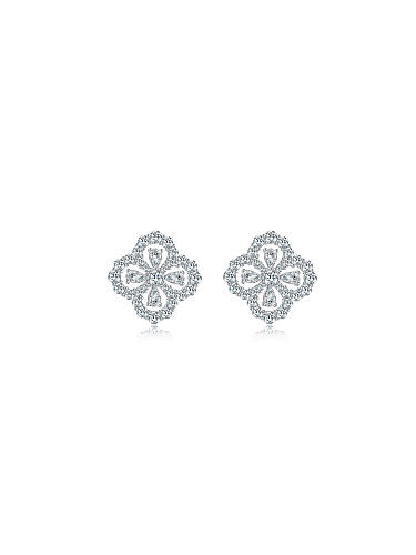 Arete de plata de ley 925 con alto contenido de carbono y flor de diamante.