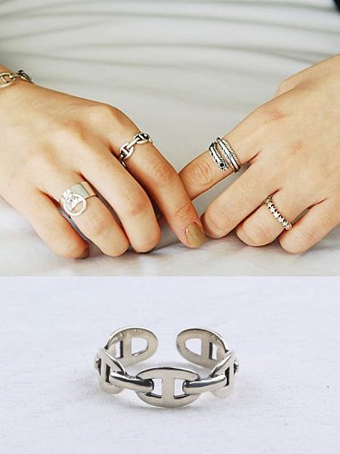 925 Sterling Silver Hollow Geometric Trend Band Ring