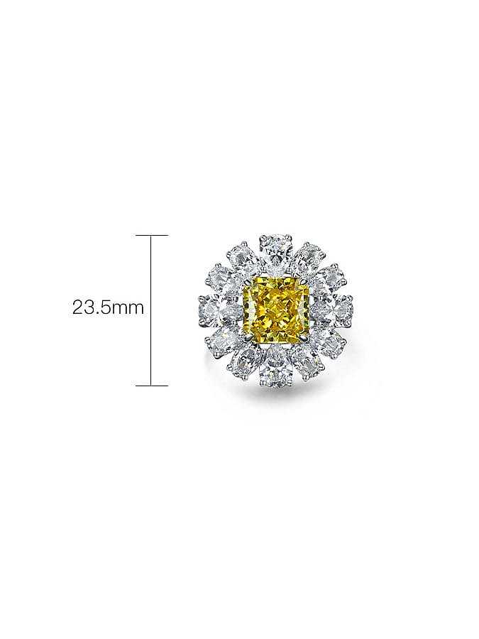 Anel de luxo flor diamante prata esterlina 925 alto carbono