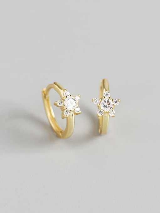 Pendiente Huggie minimalista de estrella blanca con diamantes de imitación de plata de ley 925