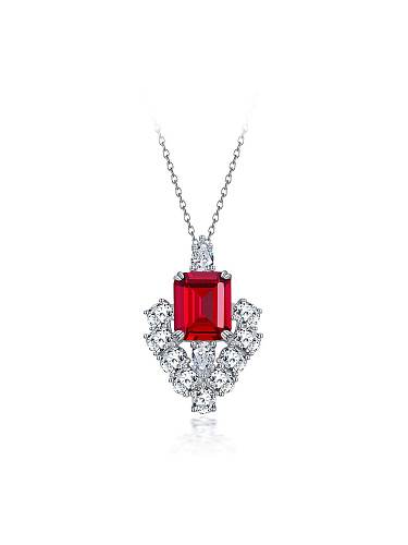 Pendentif de luxe en argent sterling 925 à haute teneur en carbone et diamant rouge