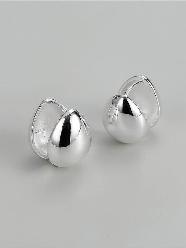 925 Sterling Silver Smooth Water Drop Minimalist Huggie Earring