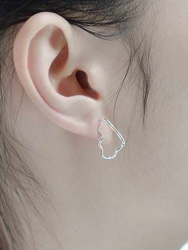 925 Sterling Silver Waves Line Irregular Minimalist Stud Earring