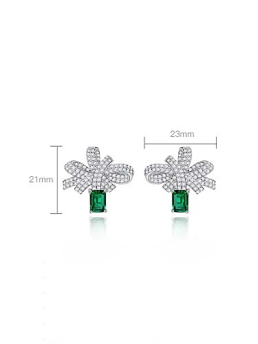 925 Sterling Silver High Carbon Diamond Green Geometric Vintage Stud Earring