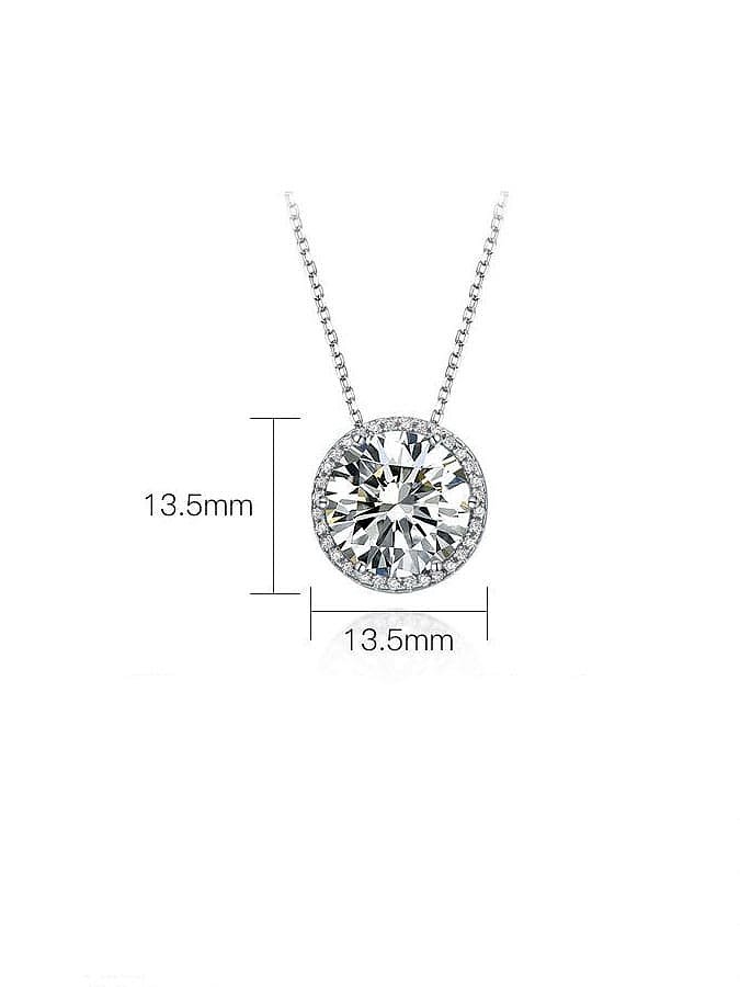 Colar de luxo redondo de prata esterlina 925 alto carbono diamante branco redondo