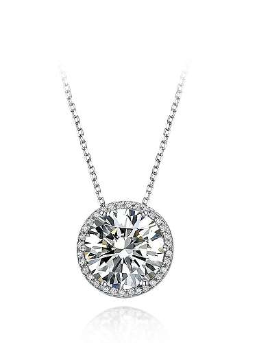 Collar de lujo redondo blanco con diamante de alto carbono de plata de ley 925