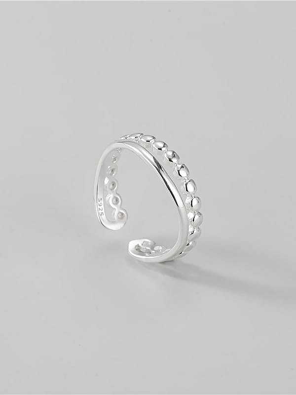 925 Sterling Silver Double Layer Bead Minimalist Stackable Ring