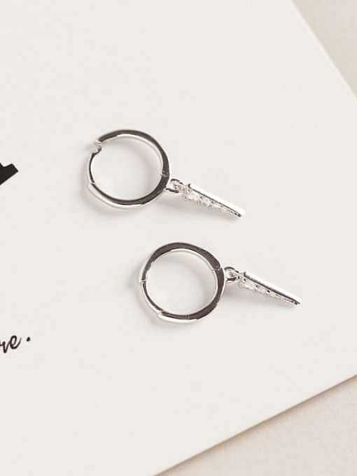 925 Sterling Silver Rhinestone White Geometric Minimalist Huggie Earring