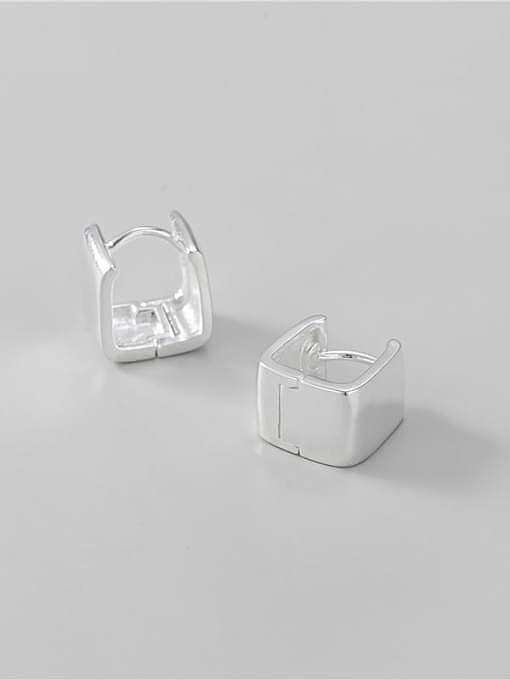 925 Sterling Silver Smotth Square Minimalist Huggie Earring