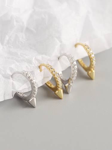 925 Sterling Silver Rhinestone White Geometric Minimalist Huggie Earring