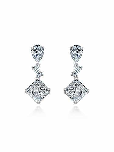 925 Sterling Silver High Carbon Diamond Geometric Luxury Drop Earring