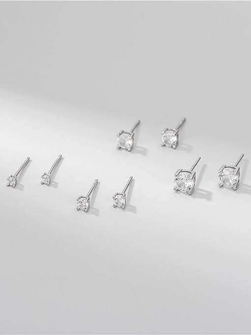 925 Sterling Silver Cubic Zirconia Round Minimalist Stud Earring