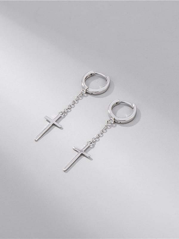 Boucles d'oreilles minimalistes en forme de croix en argent sterling 925