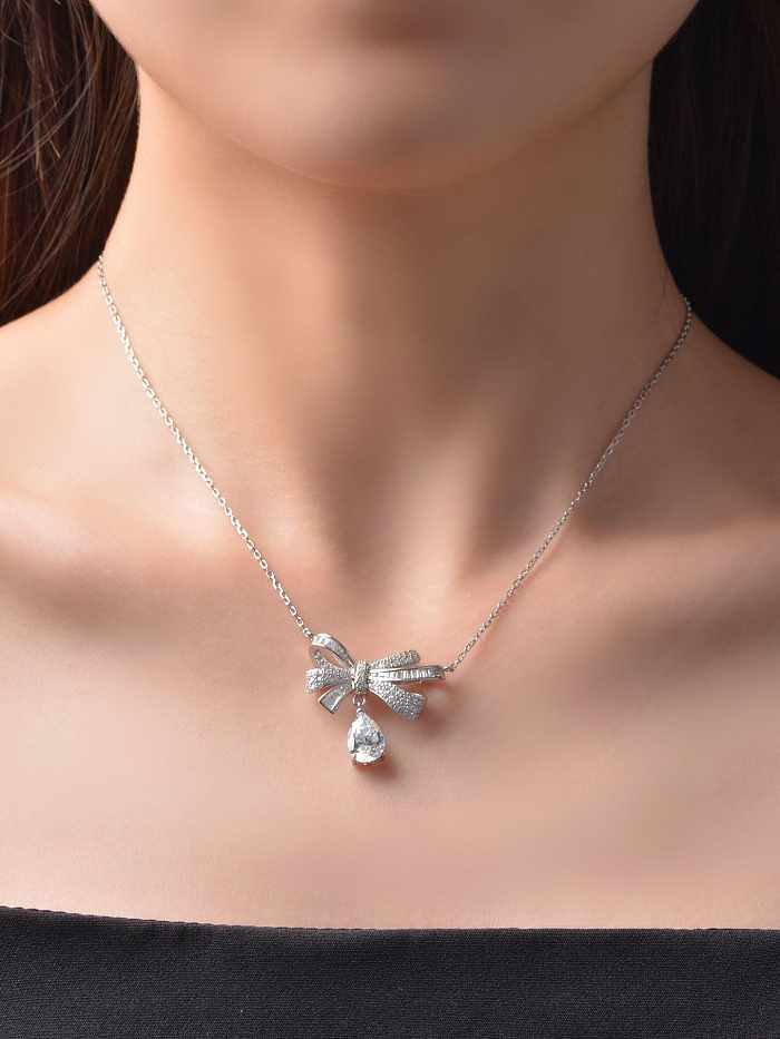 925 Sterling Silver High Carbon Diamond Water Drop Dainty Necklace