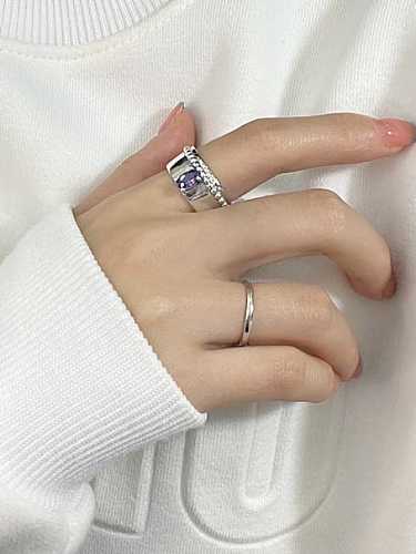 925 Sterling Silver Cubic Zirconia Geometric Vintage Band Ring