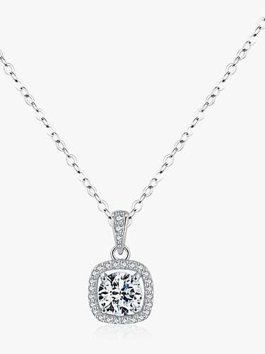 925 Sterling Silver Cubic Zirconia Geometric Minimalist Necklace