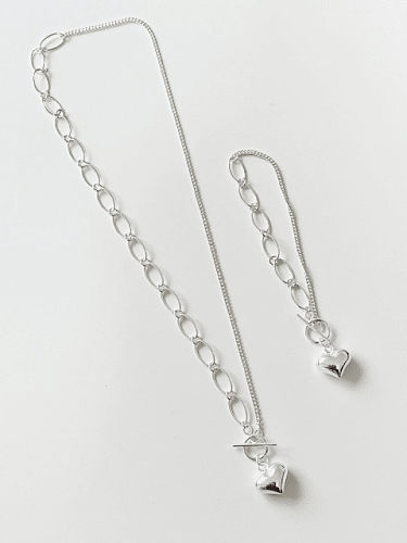 Pulseira de ligação minimalista de coração em prata esterlina 925