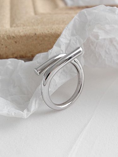 925 Sterling Silve Simple Staggered Interweaved Smooth Free Size Ring