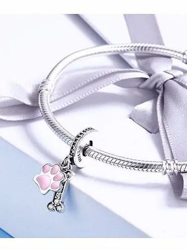 925 silver cute dog claw bone charms