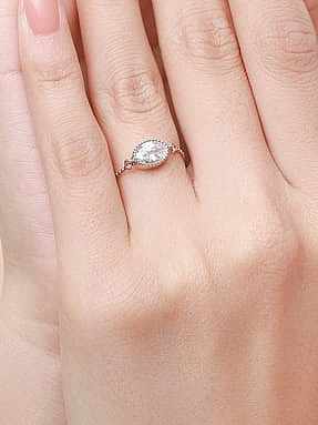 925 Sterling Silver Cubic Zirconia Geometric Dainty Bead Ring