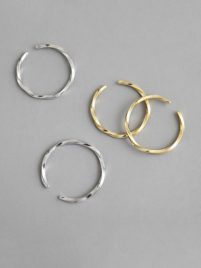 925 Sterling Silver With Smooth Simplistic Twist grain Free Size Rings