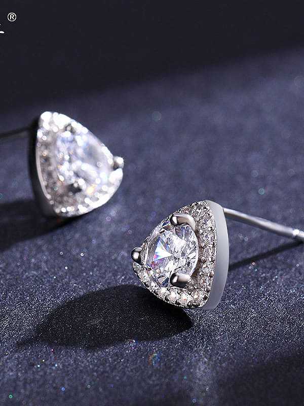 925 Sterling Silver Cubic Zirconia Triangle Classic Stud Earring
