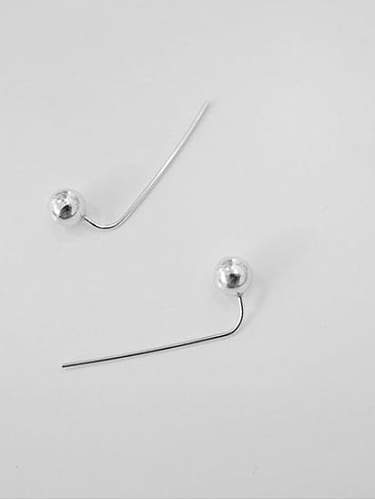 Minimalistischer runder Kugeleinfädler-Ohrring aus 925er Sterlingsilber