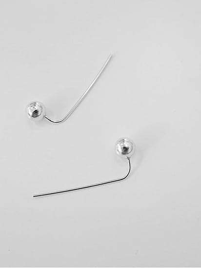 925 Sterling Silver Minimalist Round Ball Threader Earring