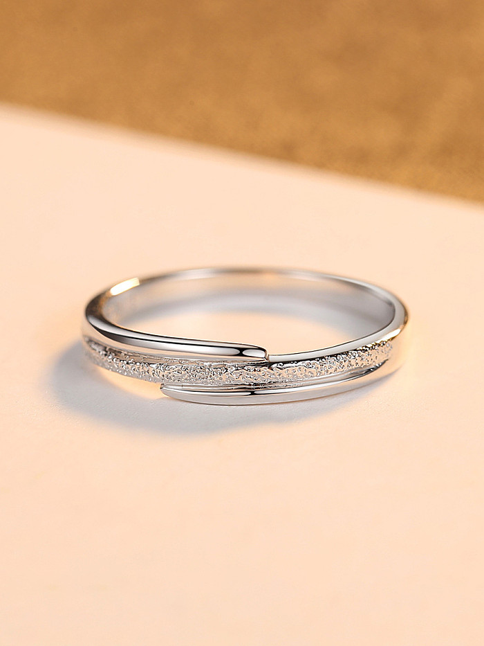925 Sterling Silver With Platinum Plated Simplistic Line Band Rings