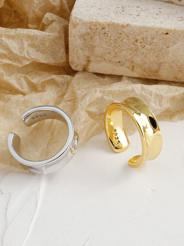 Plata de ley 925 con clips de oreja perforados irregulares geométricos simplistas chapados en oro