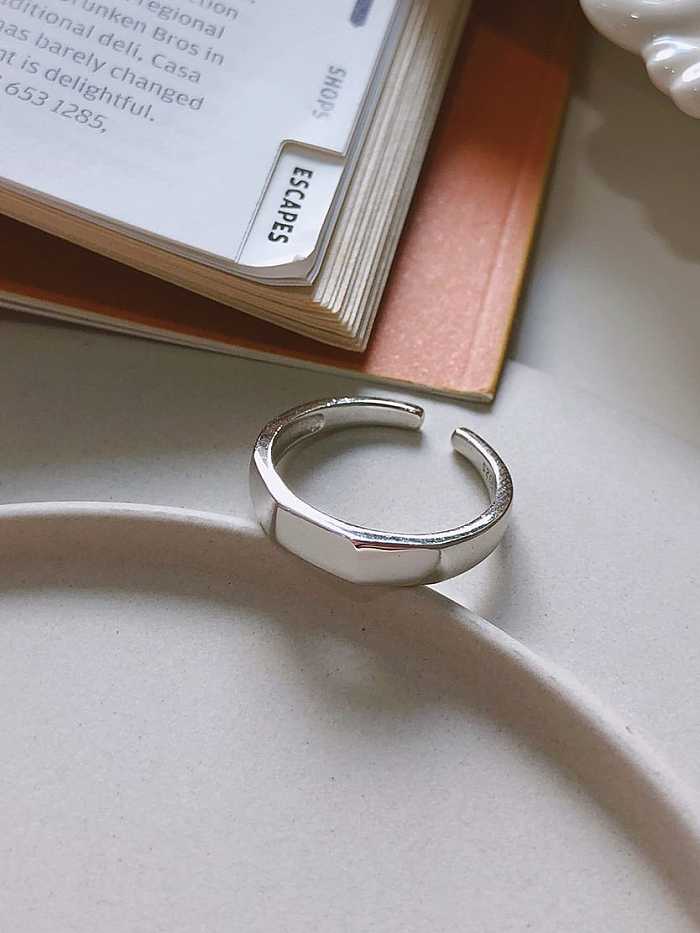 925 Sterling Silver Bevel Geometric Minimalist Free Size Midi Ring